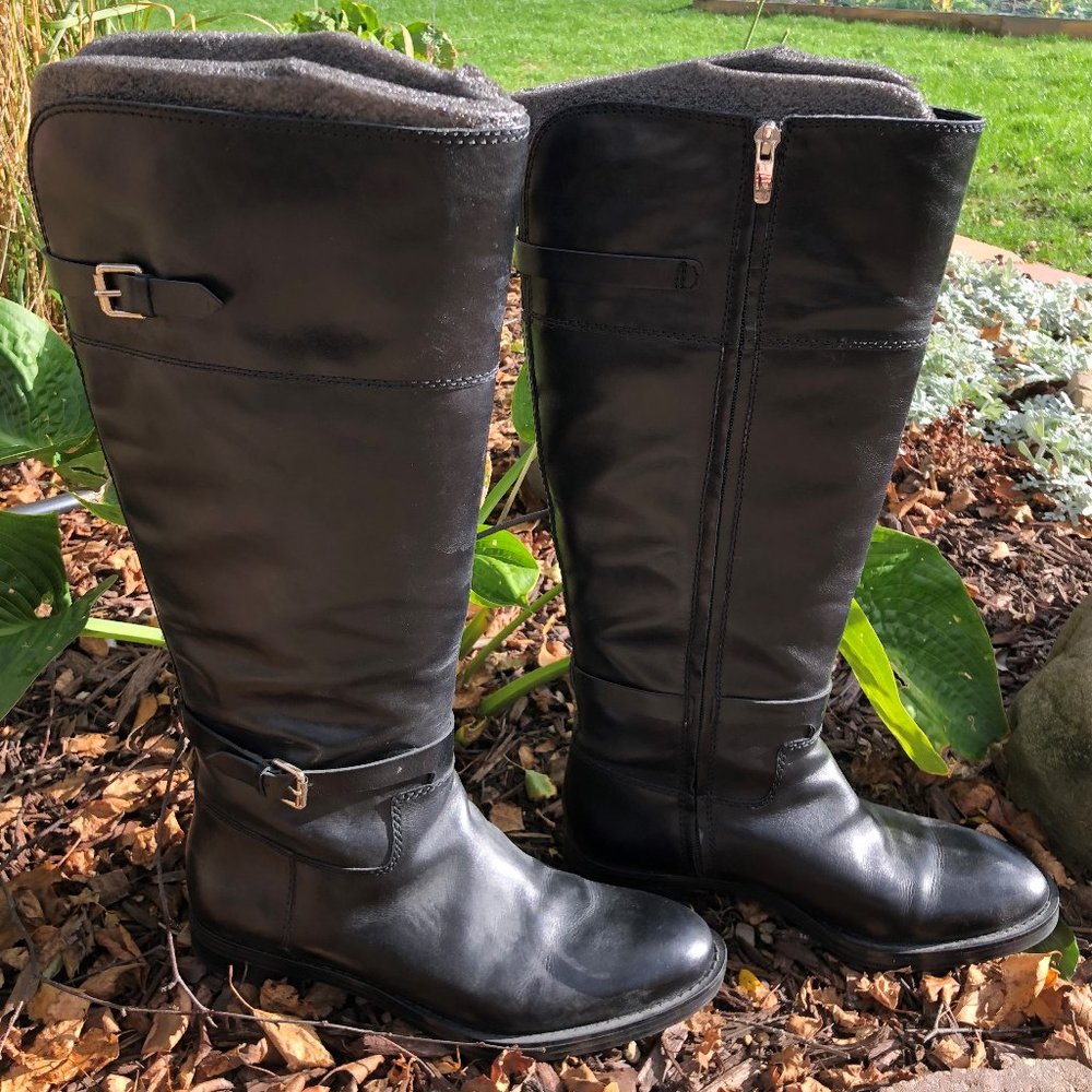 ENZO ANGIOLINI Black Leather Tall Riding Boots